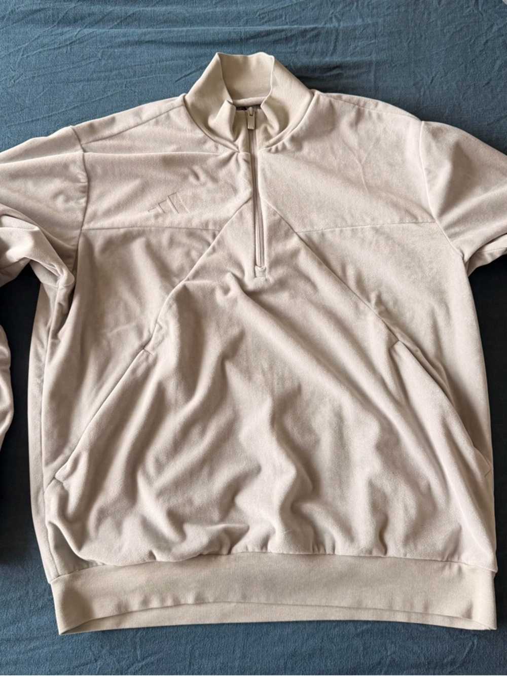 adidas Men's Light Beige Quarter-Zip Sweater